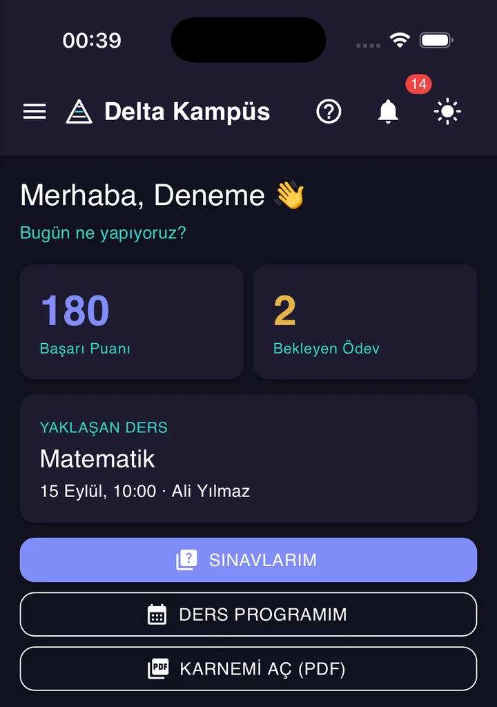 Öğrenci merkezli paydaş yapısı ekranı